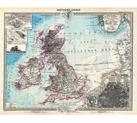MP13 Vintage Old 1891 German British isles Britain Map Poster Re-Print - A1 (841 x 610mm) 33" x 24"
