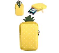 MP3 & MP4 Player Carry Case Bag for Oilsky/for TIMMKOO/for innioasis/for SWOFY 4-inch & Under Music Players,Portable MP3 Organizer Pouch for Earphone/Cable/Accessories,Yellow Pineapple(Bag Only)