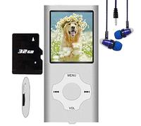 MP3 Player / MP4 Player, Hotechs MP3 Music Player with 32GB Memory SD Card Slim Classic Digital LCD 1.82'' Screen Mini USB Port with FM Radio, Voice Record (Silver)