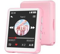MP3 Player with Bluetooth 5.4, 128GB Portable Music Player with 2.4” Full Touch Screen Built-in Speaker, FM Radio, Recorder, Supports MicroSD up to 128GB, Great for Kids and Sports (Pink)