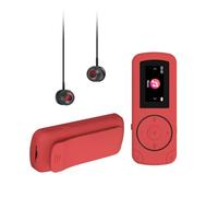 MP3 Player with Bluetooth, 64GB Sports Bluetooth MP3 Player with Clip, Portable MP3 MP4 Music Player for Climbing, Hiking, Cycling, Jogging, Yoga Headphones Included (Coral Red)