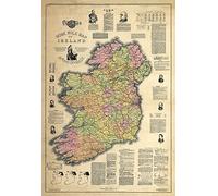MP56 Vintage 1893 Historical Antique Map Of Ireland Europe Home Rule Poster RePrint - A2+ (610 x 432mm) 24" x 17"