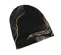 MPBGAOGP Knitted hat for Warmth，Black Gold Swirl Marble Skullies Beanies Hats Abstrack Granite Art Goth Men Women Ski Caps Warm Thermal Elastic Bonnet Knit Hat