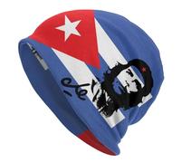 MPBGAOGP Knitted hat for Warmth，Custom Hip Hop Winter Warm Knitted Hats Unisex Che Guevara with Cuba Flag Skullies Beanies Caps Cuban Socialism Freedom Hats Black