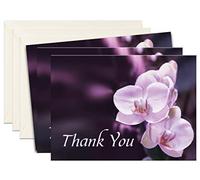 MPC Brands Funeral Thank You Cards - Sympathy Bereavement Thank You Cards With Envelopes - Message Inside (50, Purple Orchid)