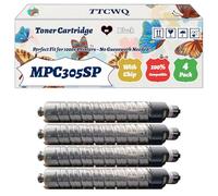 MPC305SP Toner Cartridge Compatible for Ricoh Aficio MPC305SP Aficio MPC305SPF Printers, with Chip, High Yield 10000 Pages, High-Definition Printing (4 Pack Black)