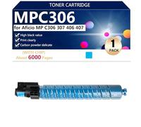 MPC603 High Yield 842091 842092 842093 842094 Toner Cartridge Replace for Ricoh Aficio MP C306 MP C307 MP C406 MP C407 Printers, Clear and Durable,Cyan-1 pack