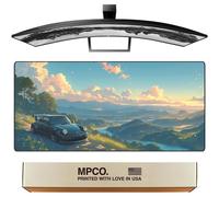MPCO. Manga Motors Large Gaming Desk Pad - 36" x 17" Aeroglyde Fabric Porsche-Blue Desk Mats - Non-Slip, Washable, Smooth Glide for Precision Gaming & Work