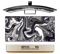 MPCO. Strata Large Gaming Desk Pad - 36" x 17" Aeroglyde Fabric Black & White Desk Mats - Non-Slip, Washable, Smooth Glide for Precision Gaming & Work