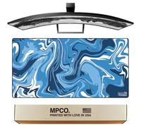 MPCO. Strata Large Gaming Desk Pad - 36" x 17" Duraglyde Fabric Blue Desk Mats - Non-Slip, Washable, Smooth Glide for Precision Gaming & Work