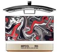 MPCO. Strata Large Gaming Desk Pad - 36" x 17" Duraglyde Fabric Red & Black Desk Mats - Non-Slip, Washable, Smooth Glide for Precision Gaming & Work