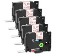 MPDACJGY 5 Pack 12mm Red on White Label Tape Compatible with TZe 232 for PTD410 PTD610 PTE300 PTD460BT Printers