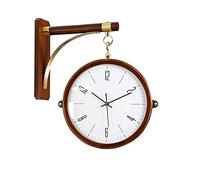 MPENGOZ Luxury Wall Clock Modern Design Wood Wall Watches Home Decor Copper Double Sided Two Faces Retro Station Clock Living Room Decorate Easy To Hang (Color : HJ077, Size : 1