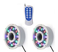 MPENGOZ Outdoor Landscape Spotlights 2PCS Submersible RGB Light - Pond Landscape Lights, Waterproof Underwater Light, Outdoor Recessed Spot Light, LED Ring Fountain Lamp with Rem