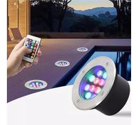 MPENGOZ Outdoor Landscape Spotlights LED Underwater Fountain Light - RGB Color Change Outdoor Spotlights, With RF Remote Control Recessed Spotlight IP68 Waterproof Buried Garden