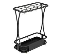 MPENGOZ Umbrella Bucket Umbrella Holder Iron Umbrella Stand Rack Metal Screw Reinforcement Drain Tray Design Rattan Design Indoor Umbrella Holder Umbrellas Storage Rack (Blue :