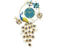 MPENGOZ Wall Clock Decorative Metal Large Peacock Wall Clock, Big Modern Peacock Wall Decor Clock Non-Ticking Silent Art Digital Clock Home Decor (Size : 102 * 62cm)