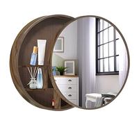 MPFYRCOJ Round Sliding Door Mirror Cabinet for Bathroom,Bathroom Wall Cabinet with Storage, Bathroom Medicine Cabinet | Solid Wood Mirrored Cabinets with Mirror, Living Room Decoration