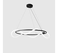 MPINGRTH Scandinavian silicone twine strip light fixture, simple long line chandelier, modern creative note chandelier, for model house living room dining room,Black,70cm