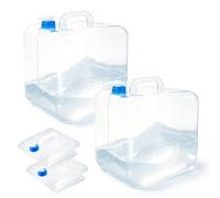 MplehDa Foldable Water Canister, 2, 10 L Water Tank with Tap, Screw Lid, Carry Handle, Drinking Water Canister, Leak-Proof Water Container for Camping, Outdoor & Emergency