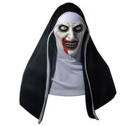 MplehDa Halloween Scary Nun Mask - Full Head Latex Skull Costume for Horror Cosplay