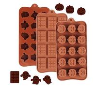 MplehDa Halloween Silicone Molds, 3 Pieces Halloween Pumpkin Silicone Baking Mould, Halloween Ghost Silicone Chocolate Mould, Halloween Chocolate Moulds for DIY Halloween Chocolate (Halloween 3