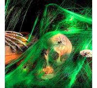 MplehDa Halloween Spider Web Decorations 30pcs Black Spiders Glow in The Dark Spiders Webs 60g Cobwebs Decorations, Spider Web Decoration for Halloween Indoor Outdoor Party Decor