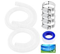 MplehDa Pool Hose 32 mm, Pack of 2, White, 100 m, PVC, Flexible, with 4 Safety Clips for Pool Pumps and Sand Filter Systems