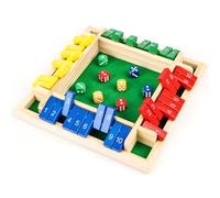 MplehDa Wooden Board Game, 4 Player Shut The Box Game Dice Game Wooden Math Traditional Pub Board Dice Game Travel 4 Players Great Family Board Games Holiday Fun Game