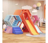 MPLFHSYOS Honeycomb Slide Soft Play SetToddlers Indoor Playground Equipment For Home Sensory Integration Training Climber With Crawling Tunnel Foam Pit Daycare(232x230x160cm/2)