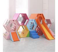 MPLFHSYOS Honeycomb Slide Soft Play SetToddlers Indoor Playground Equipment For Home Sensory Integration Training Climber With Crawling Tunnel Foam Pit Daycare(368x230x160cm)