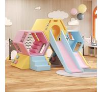 MPLFHSYOS Honeycomb Slide Soft Play SetToddlers Indoor Playground Equipment For Home Sensory Integration Training Climber With Crawling Tunnel Foam Pit Daycare(232x230x160cm/1)