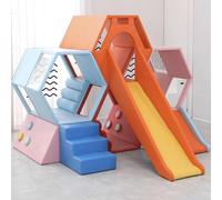 MPLFHSYOS Honeycomb Slide Soft Play SetToddlers Indoor Playground Equipment For Home Sensory Integration Training Climber With Crawling Tunnel Foam Pit Daycare(232x230x160cm)