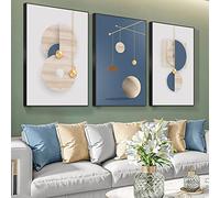 MPLONG 3 Pieces Framed Wall Art Canvas Print Set Minimalist Medieval Geometric Circle Abstract Illustration Modern Decor Multicolor Living Room Bedroom Office 20"x 28"x 3 Panels