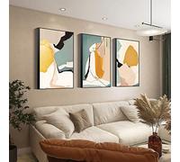 MPLONG Wall Art, Frame Canvas Wall Art Set, Striking Modern Minimalism, Abstract Natural Geometric Color Block Picture Prints, Aesthetic Living Room Bedroom Office Kitchen Wall Decor