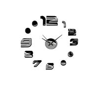MPM 3D Wall Clock for Sticking, Light Black, DIY Wall Clock Modern from the Combination of Plastic and Glass