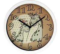 MPM Colourful Children's Plastic Wall Clock with Giraffe Motif, White/Brown, Wall Decoration, Well Suitable for Children's Room, Quartz Stepper Motor, Smooth Drainage, for Boys and Girls