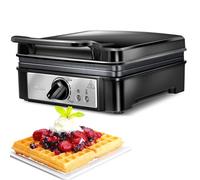 MPM - MGO24 - Waffle iron - with plates for 2 Belgian style waffles - Thick waffle - Square - Double - with non-stick coating and thermostat - 1400 W - Electric - Black