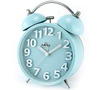 MPM Quality Design Metal Alarm Clock in Trendy Pastel Colours Blue 3D Dial Quartz Movement Sweep Light Function Analogue Classic Ring Wakes Up Even the Biggest Sleepers