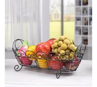 MPMPM Fruit Holder Metal, 40X16cm Large Metal Fruit Basket, Fruit Bowl Modern, Keep Fruit Fresh Longer(Black)