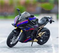 MPODYTSF Scale Model For BMW S1000RR Die-casting 1/10 Motorcycle Model Collection Hobby Sound And Light Gift Off-road(Black- Silver)