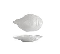 MPOPO Camping Plates 7.5-inch Creative White Oyster Shell Ceramic Plate Household Appetizer Tableware Simple Western Restaurant Dish Commercial Decorative Plate(11 in)