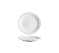 MPOPO Camping Plates 7.5-inch Simple White Ceramic Round Commercial Western Steak Dinner Plate Home Wide-Rim Appetizer Kitchen Tableware Decorative Plate(7.5 in)