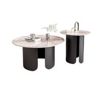 MPOPO Living Room Coffee Table Italian Round Rock Plate Coffee Table Simple Small Apartment Living Room Home Coffee Table Round Table Tea Table