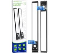 Mpotmiy Under Cabinet Lights with Digital Display, LED Rechargeable Motion Sensor Light Indoor,3 Color Temperatures, Magnetic Dimmable Closet Light,Under Counter Lights for Kitchen, Stairs,2-Pack