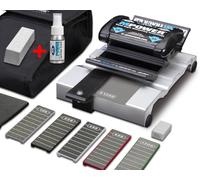 MPOWER Chisel Sharpening Jig, Fixed Angle Honing Guide Complete Kit | Fasttrack Sharpener, With Lapping Fluid, Strop Wax, 5 Diamond Stones, Deburr Plate, Strop and Case, Fast Repeatable Results