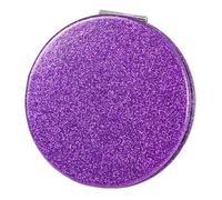 mpowtech Cute Purple Compact Mirror for Women,Magnifying Travel Mirror with Glitter,Leather Small Pocket Mirror,Portable 2 x 1x Magnification Folding Makeup Mirror,Cosmetic Mirror for Gift