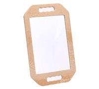 Mpowtech Unbreakable Hand Mirror with Handle - Barber for Hair & Beauty Salon Held Mirrors Barbershop Lightweight Foam Handheld Haircut Mirrors(Wood Color), 16.14 Lx9.84 W-Wood Color