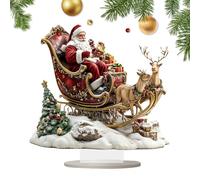 Mppchhn 2D Acrylic Christmas Desk Decor | Reindeer Sleigh Santa Festive Decorations,Holiday Centerpiece,for Family Indoor Party Winter Desktop Bookshelf Mantel Entryway Living Room Bedroom