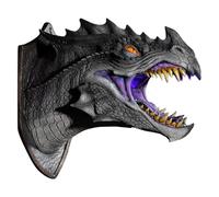 Mppchhn 3D Wall Mounted Dragon - Dragon Head Wall Mount With Lights And Spray | LED Light Eyes Spooky Sculpture, Room Decor For Home, Offices, Halloween Decoration